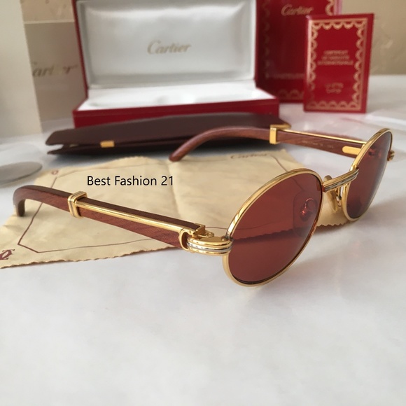 Cartier Other - VINTAGE CARTIER GIVERNY 18K GOLD & ROSEWOOD SUNGLASSES